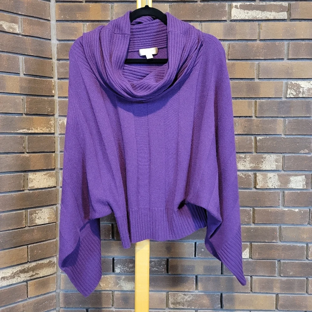 Nordstrom wool and cashmere blend cropped batwing dolman purple sweater - Picture 1 of 9